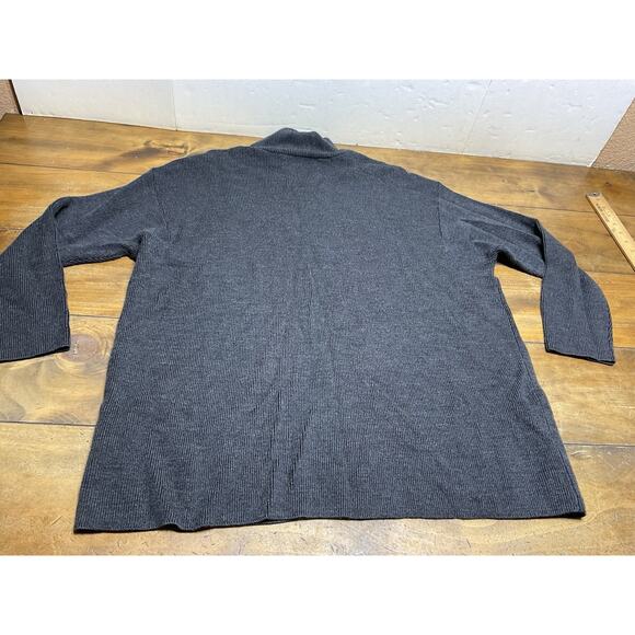 Eileen Fisher Charcoal Gray Mock Neck Extra Fine Merino Wool Tunic Sweater L - Picture 10 of 12